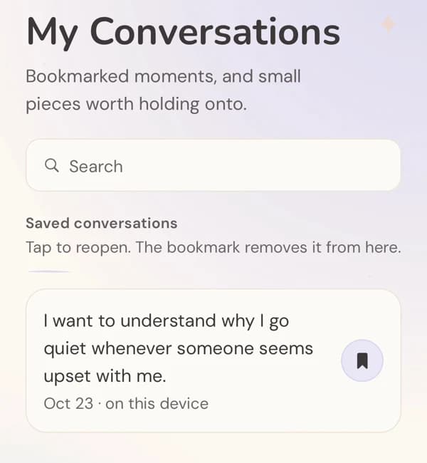 Official Iris website preview of saved reflections with sample content